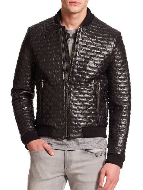 versace leather jacket men|Versace leather jacket men's.